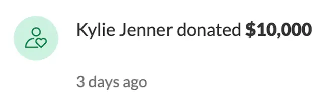 Kylie Jenner Donation.