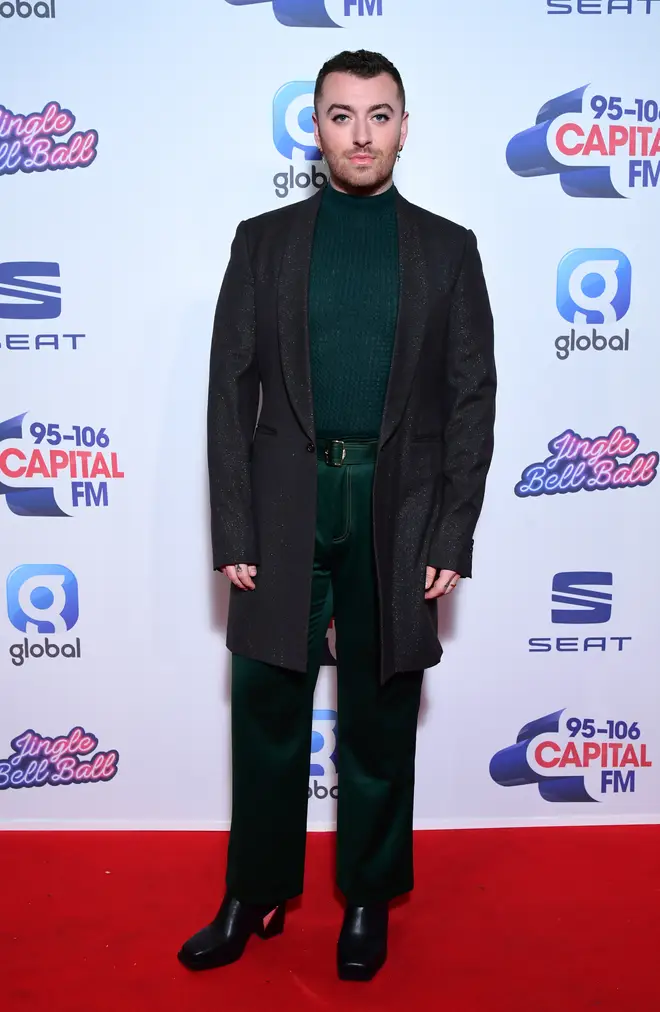 Sam Smith on the red carpet at Capital’s Jingle Bell Ball 2019