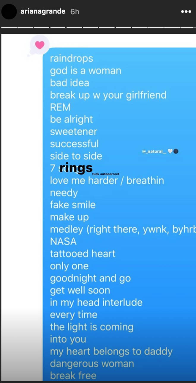 Ariana Grande Reveals Sweetener Tour Live Album Track List Capital