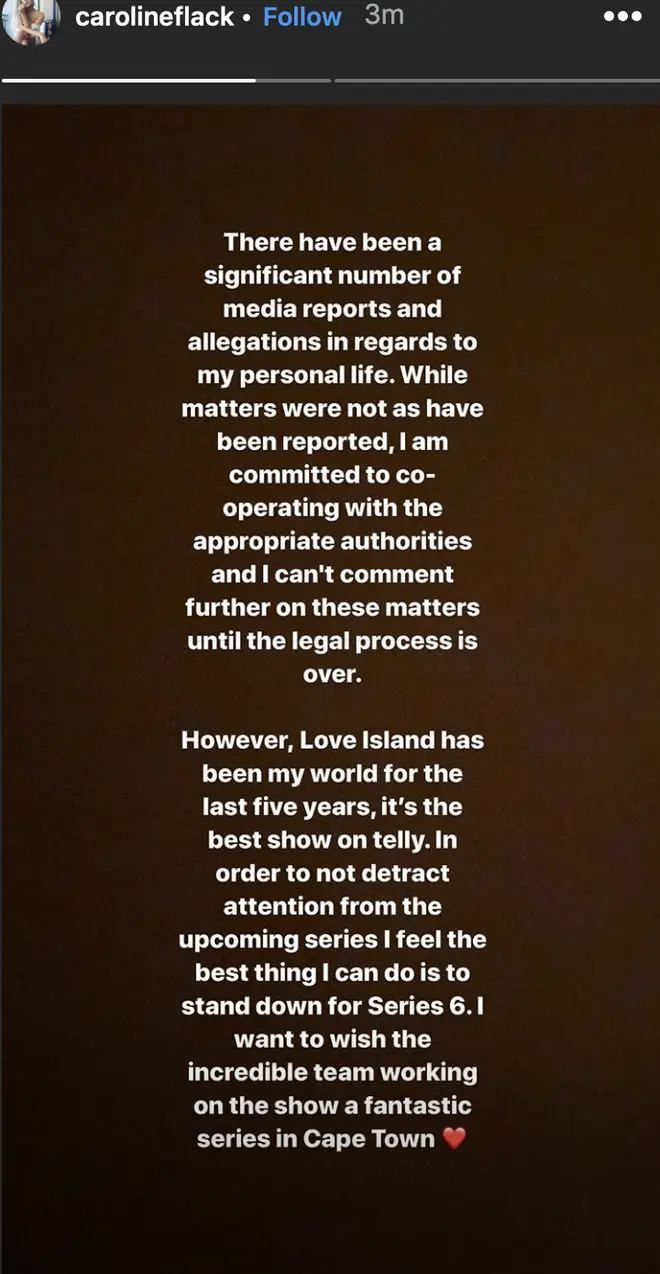 Caroline Flack quit Love Island