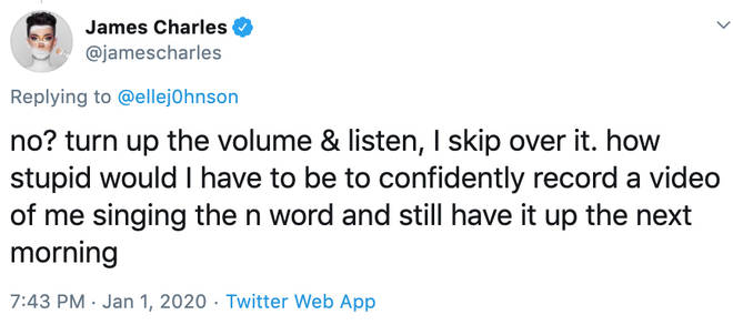 James Charles responded to claims he 'said the n word'