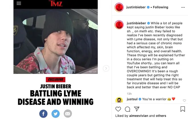 Justin Bieber reveals he's suffering with Lyme disease