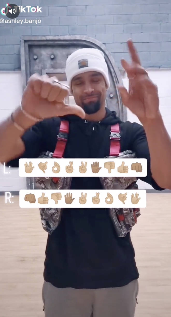 Ashley Banjo did the hand emoji challenge