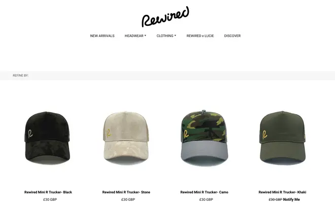 Rewired caps range from £20-£30