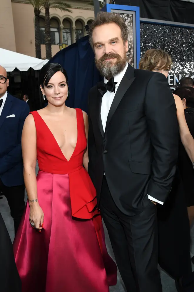 David Harbour and Lily Allen looked loved up at the SAG Awards