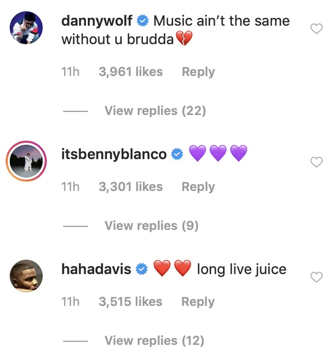Everyone filled the comments with love for Juice WRLD