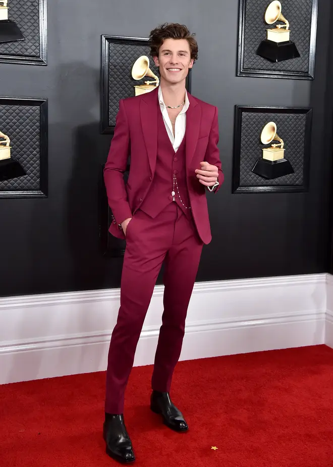 Shawn Mendes looked dapper in a burgundy suit