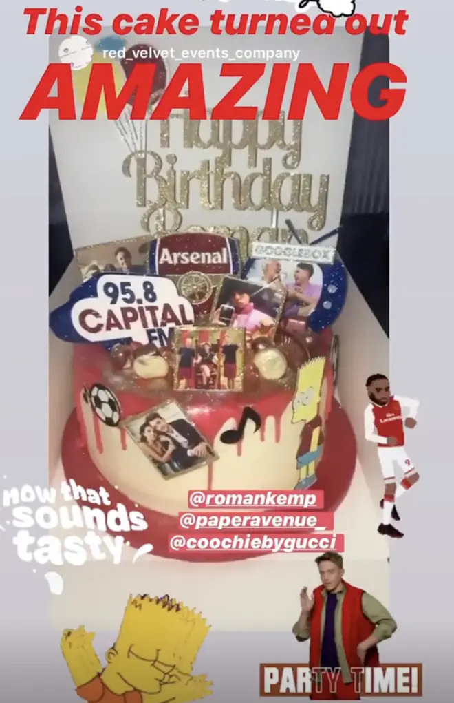 Roman Kemp was surprised by his girlfriend with a huge birthday cake