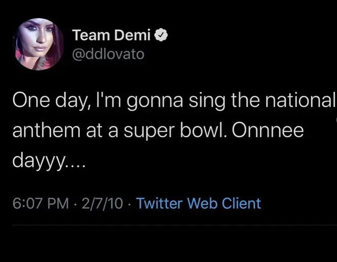 Scooter shared Demi's tweet from 2010 about performing at the Super Bowl