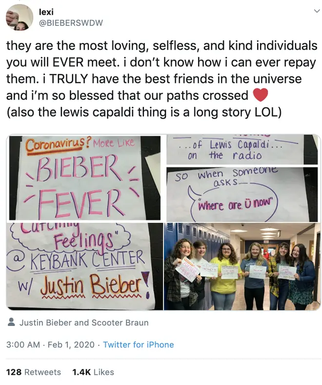 Lexi's friends used Justin's lyrics to surprise her