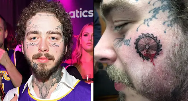 Post Malone debuts huge new face tattoo