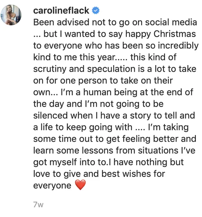 Caroline Flack took a break from social media following her assault charge