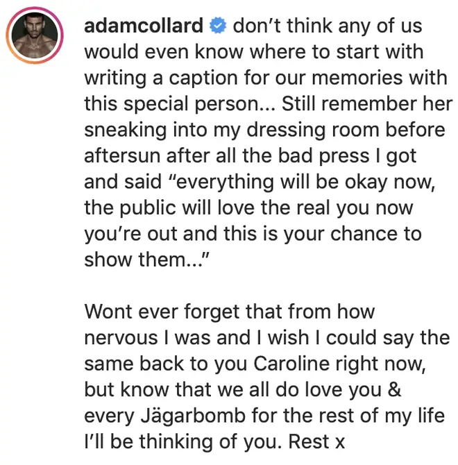 Adam Collard explained how Caroline Flack taught him to deal with 'bad press'