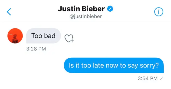 Justin Bieber and Maria Ciuffo's message exchange