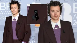 Harry Styles wore a black ribbon at the BRITs