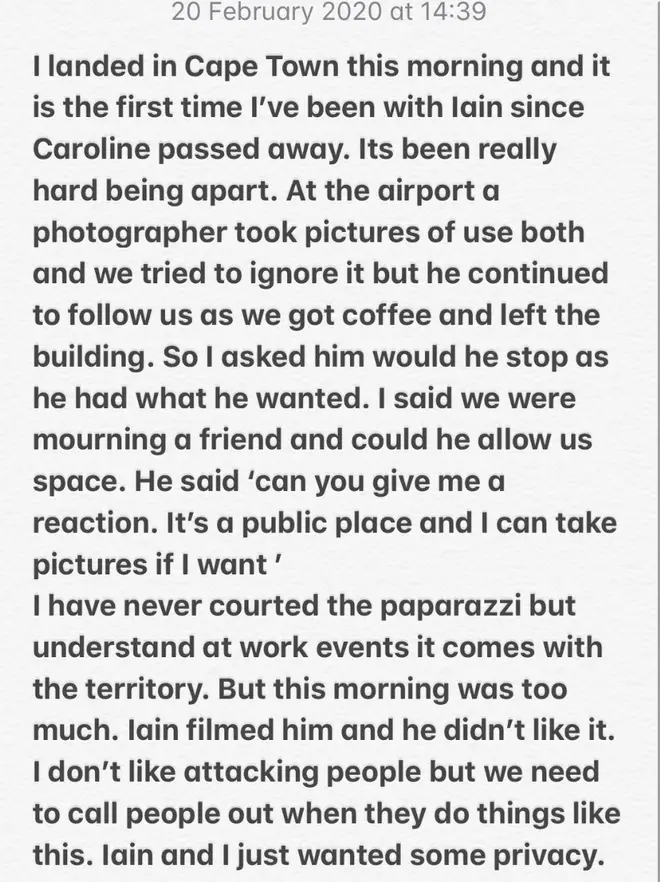Laura Whitmore posted this statement to her Twitter account