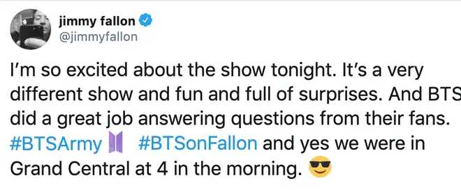 Jimmy Fallon reveals they filmed the performance at 4 in the morning