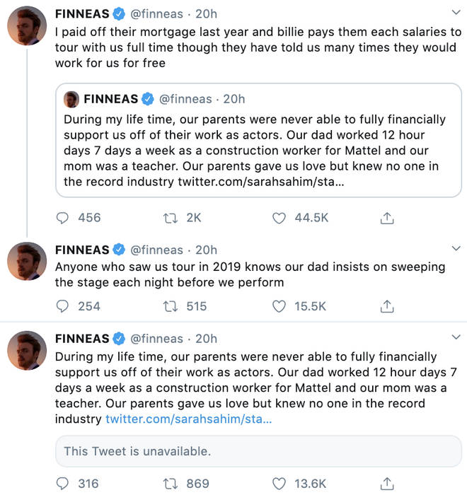 Finneas O'Connell defended his and Billie Eilish's 'privilege'