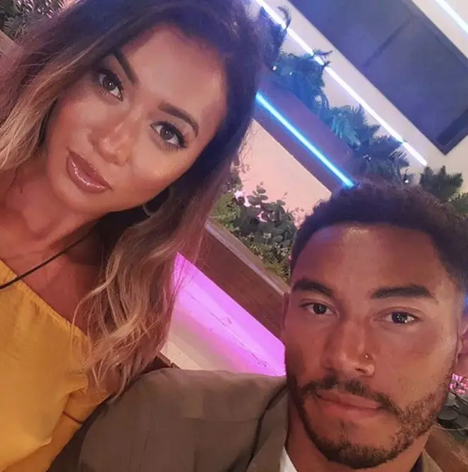 Kaz and Josh pose in the Love Island villa