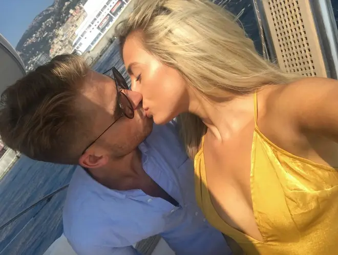 Ellie Brown and Charlie Brake kiss on holiday in Monaco