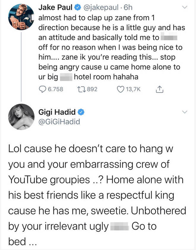 Gigi Hadid rips Jake Paul apart as he comes for Zayn online