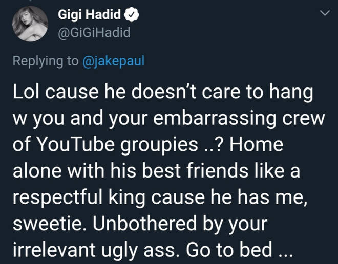 Gigi Hadid claps back at Jake Paul's Zayn diss