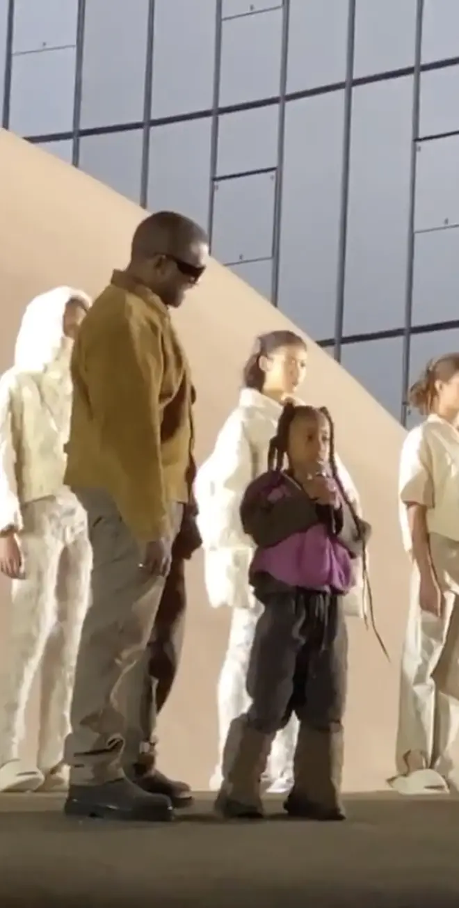 North was joined by her dad, Kanye West, on stage
