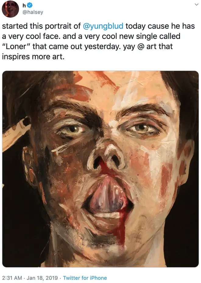 Halsey painted this picture of Yungblud last year
