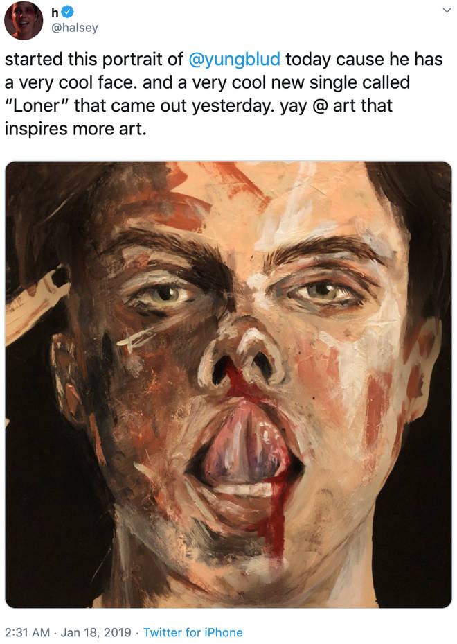 Halsey painted this picture of Yungblud last year