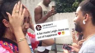 Leigh-Anne talks to a fan in Brazil