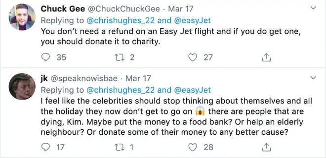 People criticised Chris Hughes for asking EasyJet for a refund