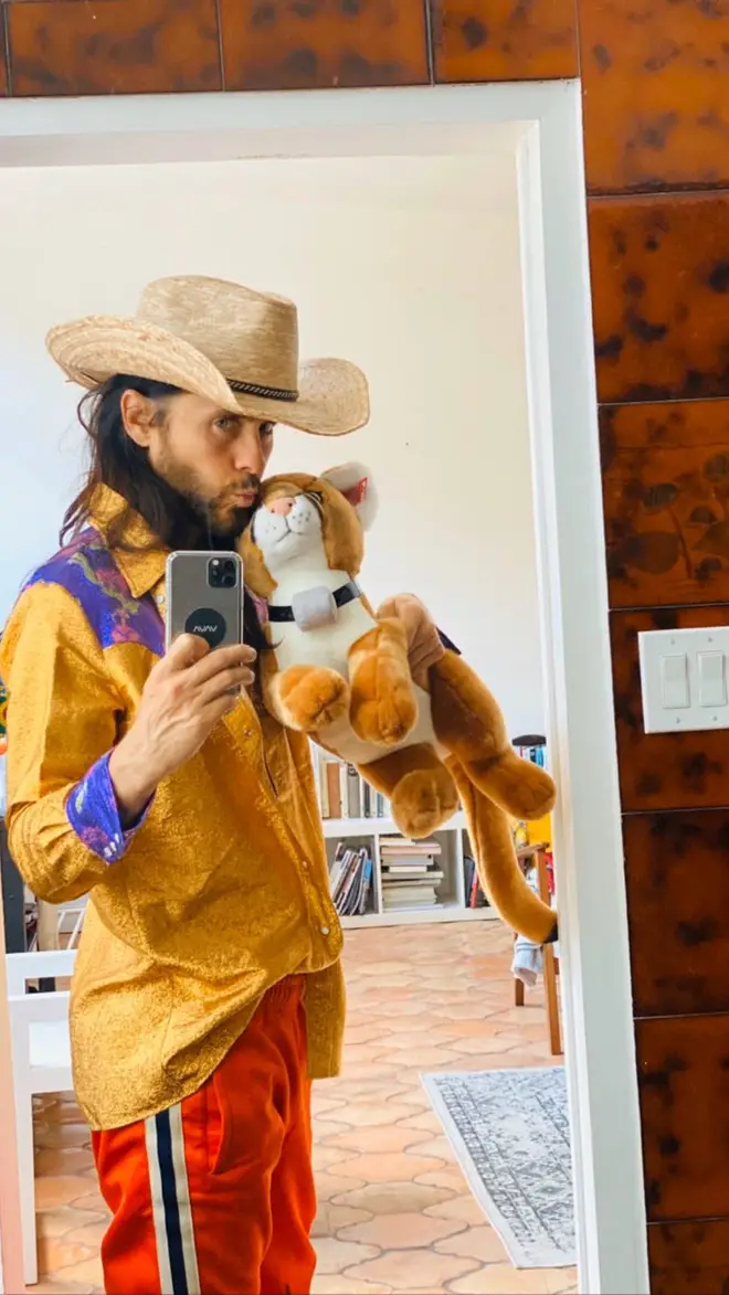 Jared Leto dressed up as Joe Exotic on Instagram Story
