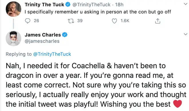 James Charles hits back at Trinity Taylor for starting beef