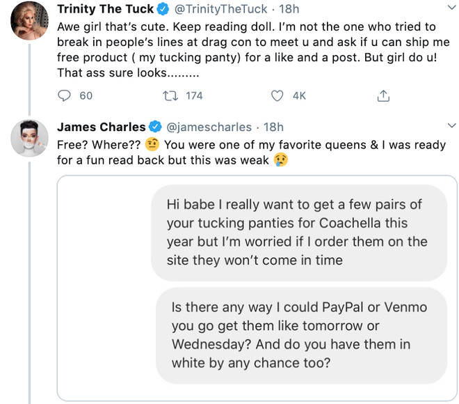 Trinity Taylor accuses James Charles of asking for products for free