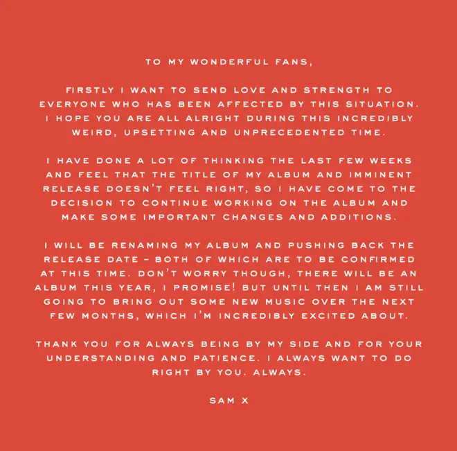 Sam Smith posted this statement on Twitter