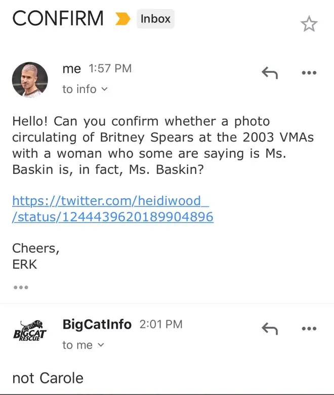 Carole Baskin's team confirm she wasn't at the VMAs with Britney Spears