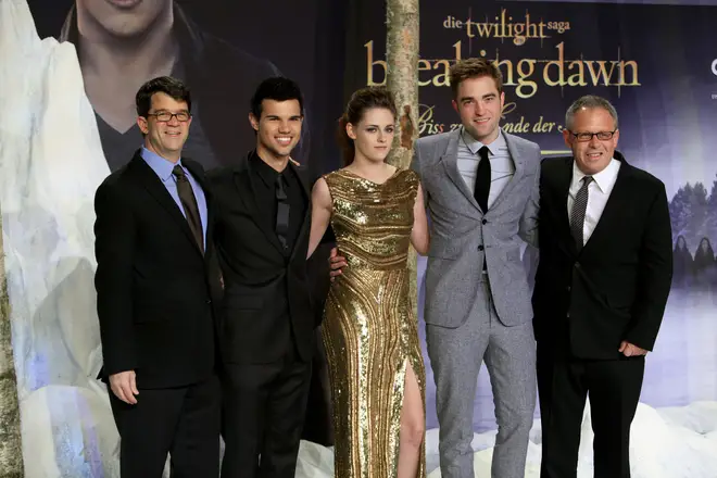 Robert Pattinson, Kristen Stewart and Taylor Lautner at the Breaking Dawn premier