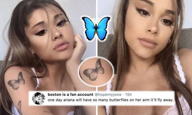 Ariana Grande Debuts Matching Butterfly Tattoos In Instagram Snap From Bed  - Capital
