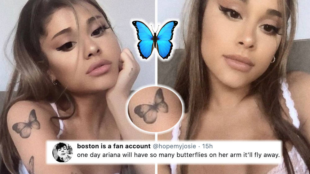 Ariana Grande Debuts Matching Butterfly Tattoos In Instagram Snap From ...