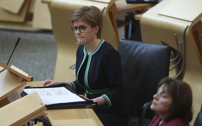Nicola Sturgeon during a special coronavirus First Ministers Questions at the Scottish Parliament