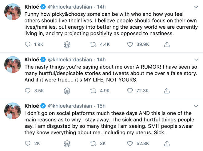 Khloe has clapped back at the 'hurtful' comments.