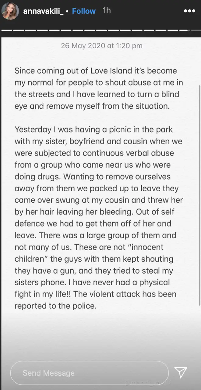 Anna Vakili explained the 'fight' that happened in Hyde Park over the Bank Holiday weekend