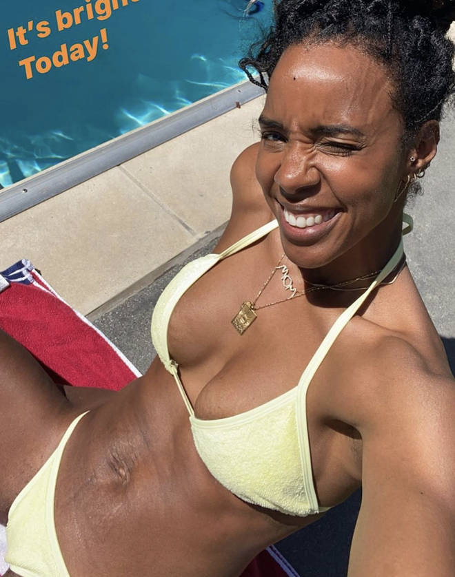 Kelly Rowland has shared a snap of her in the yellow signature bikini