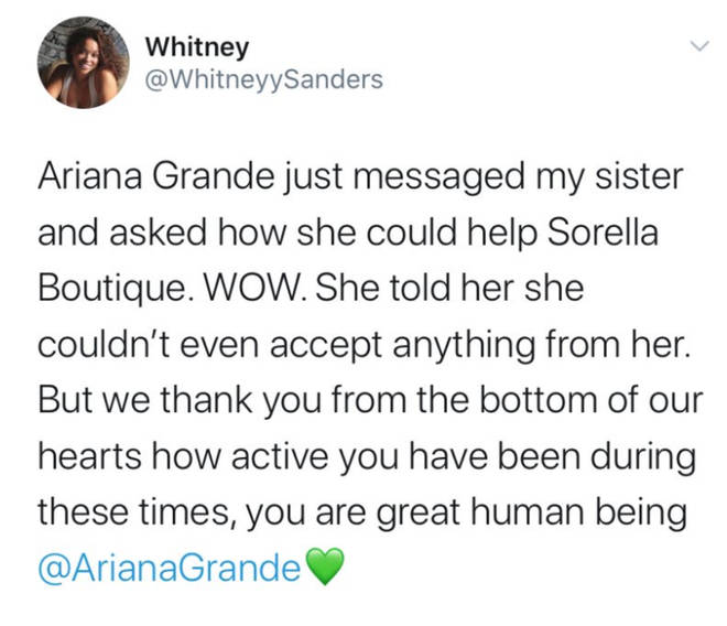 Whitney Sanders reveals Ariana Grande offered help to 'Sorella'