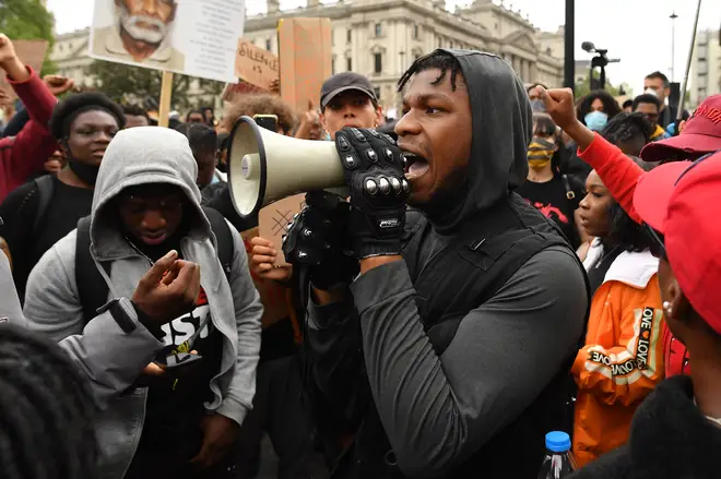 John Boyega speaks at the Black Lives Matter Movement protest in London
