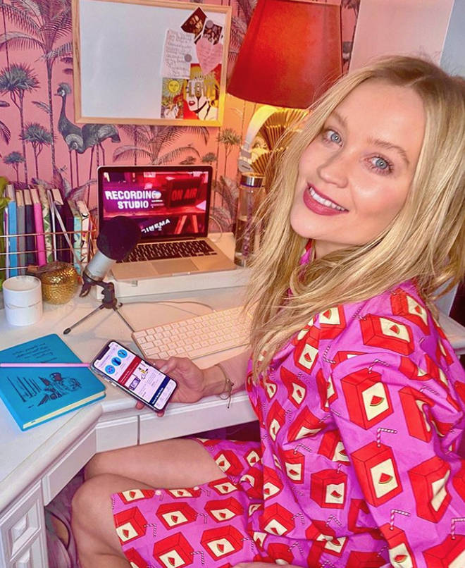 Laura Whitmore's desk area is the ideal set-up
