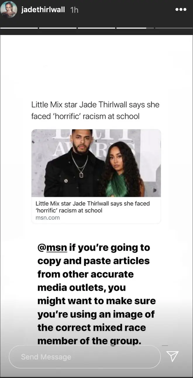Jade Thirwall called out a media outlet on her Instagram story