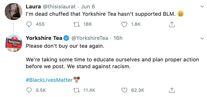Yorkshire Tea defend Black Lives Matter and shut down tea fan