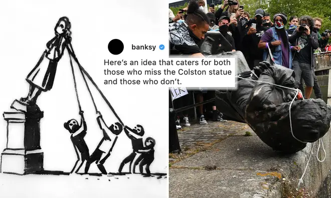 Banksy suggests creative way to re-display toppled Edward Colston statue