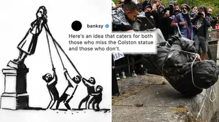 Banksy suggests creative way to re-display toppled Edward Colston statue